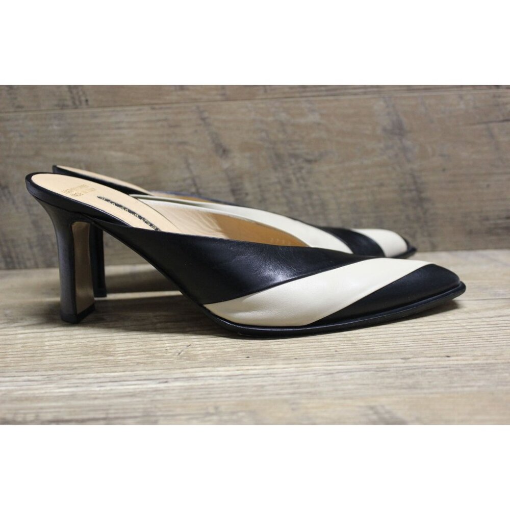 Immagini women's monochrome colorblock Italian leather slip on mules 38.5 - Picture 4 of 16